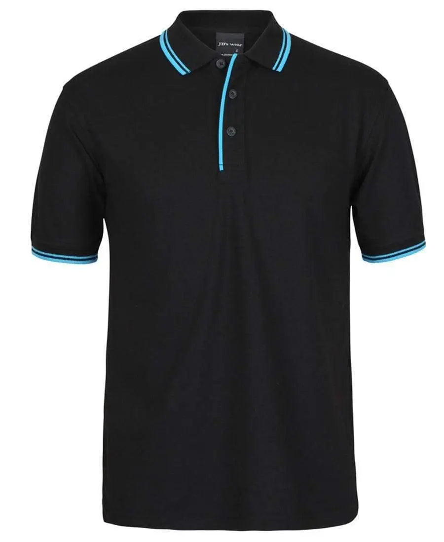 Jb's Wear Contrast Polo 2CP - Simply Scrubs Australia Black-Aqua-5XL